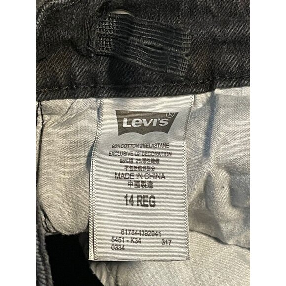 Levi's jeans girls 14 boyfriend distressed tapered youth 26 x 29 hook eye black - Picture 4 of 12